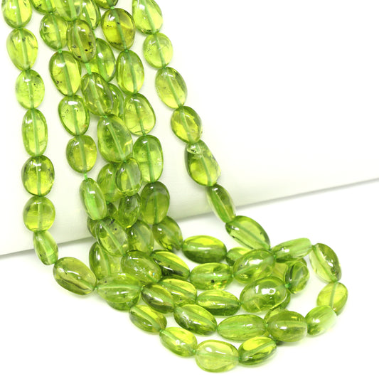 Green Peridot 7x5mm – 8x6mm Smooth Ovals Bead Strand