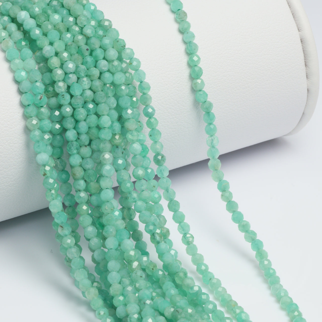 Light Green Emerald 2.5mm Faceted Rounds Bead Strand