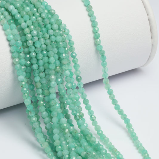 Light Green Emerald 2.5mm Faceted Rounds Bead Strand