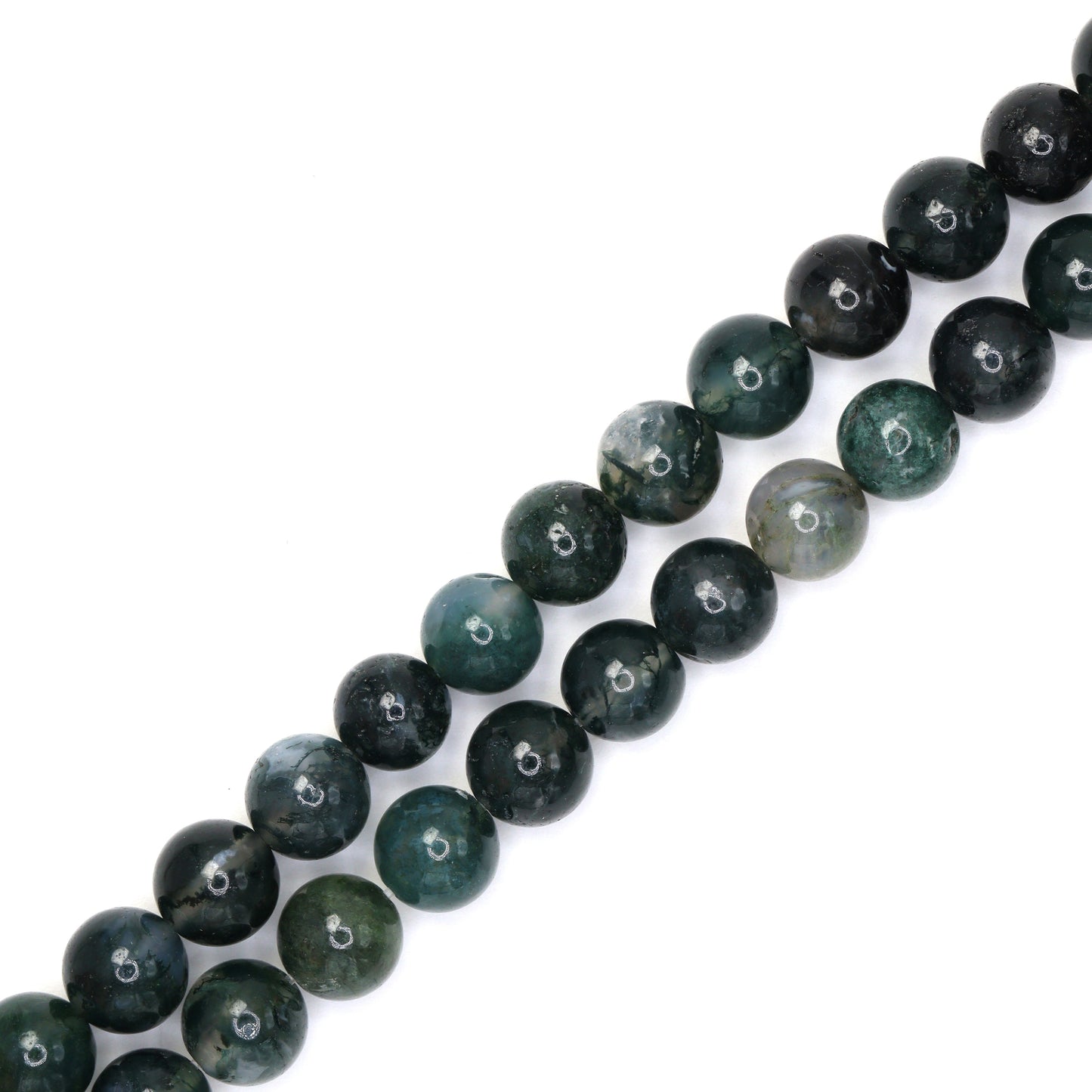 Green Moss Agate 8mm Smooth Rounds Bead Strand