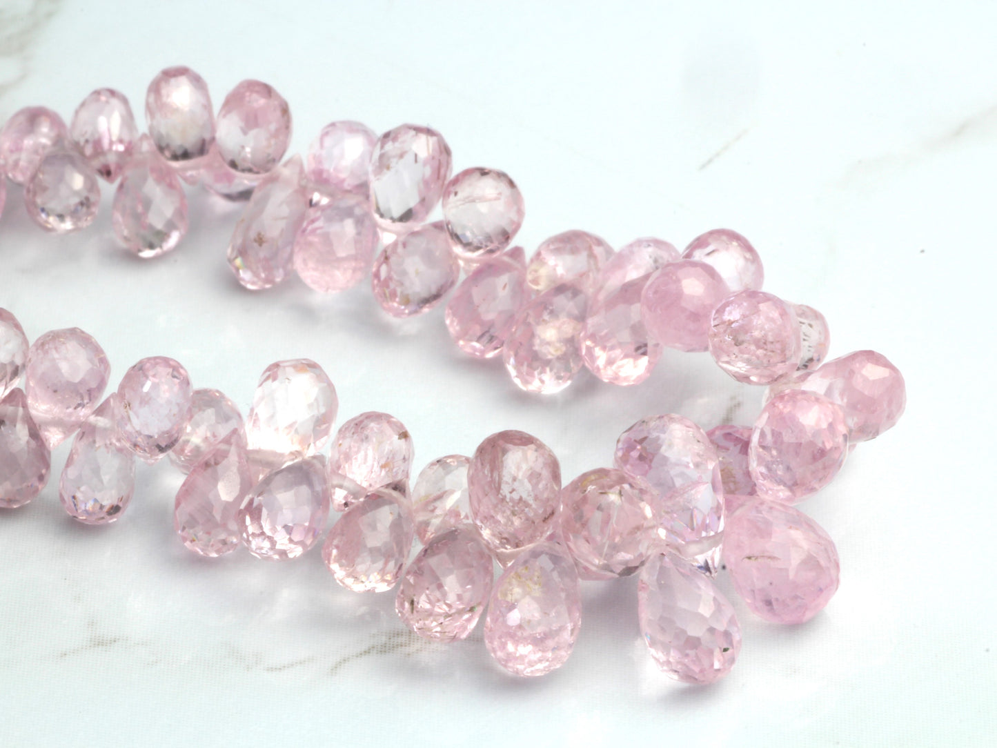 Light Pink Sapphire 4x2mm - 6x4mm Faceted Teardrop Briolettes Bead Strand