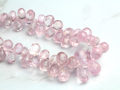 Light Pink Sapphire 4x2mm - 6x4mm Faceted Teardrop Briolettes Bead Strand