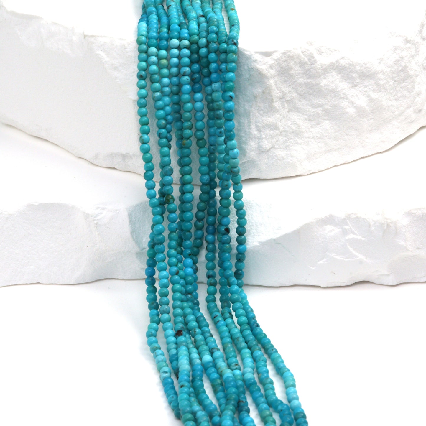 Ombre Natural Blue Turquoise 2mm Smooth Rounds