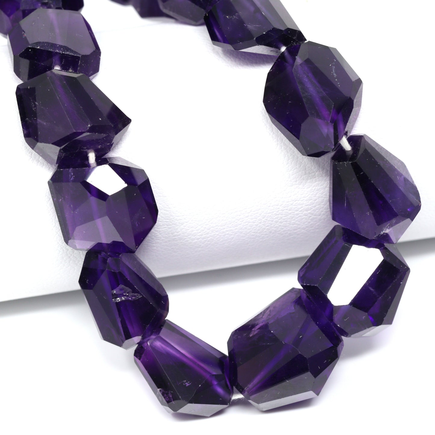 Purple Amethyst 16x9mm – 20x15mm Faceted Nuggets Bead Strand