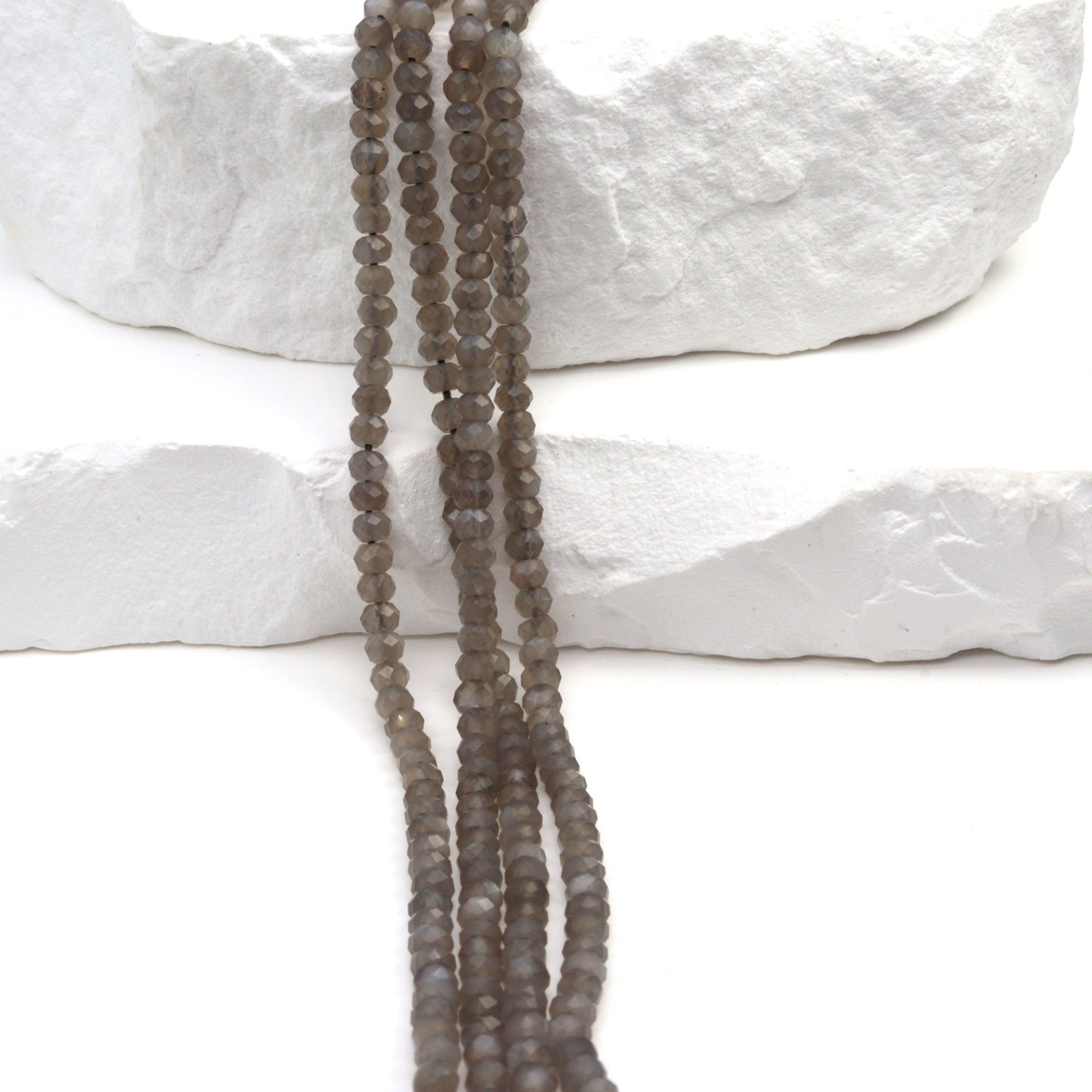 Gray Moonstone 3mm Faceted Rondelles