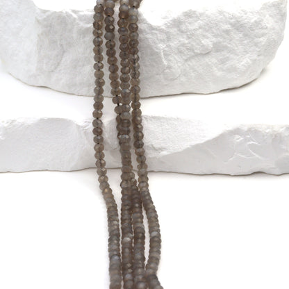 Gray Moonstone 3mm Faceted Rondelles
