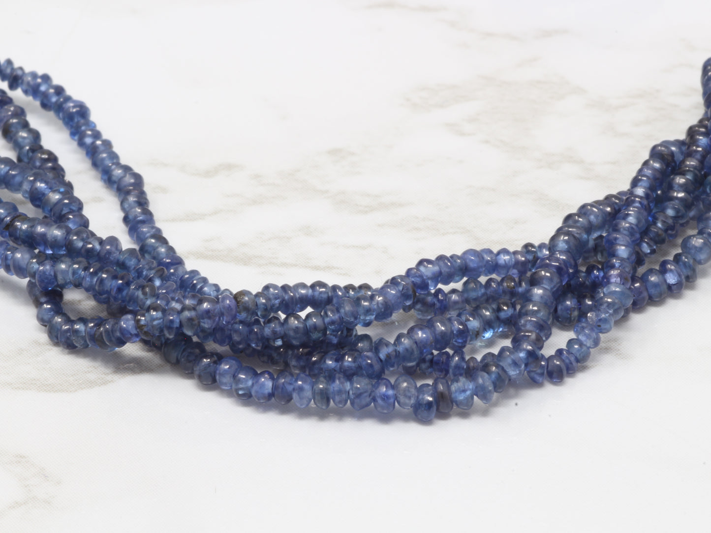 Cornflower Blue Sapphire 1.5mm Smooth Rondelles Bead Strand