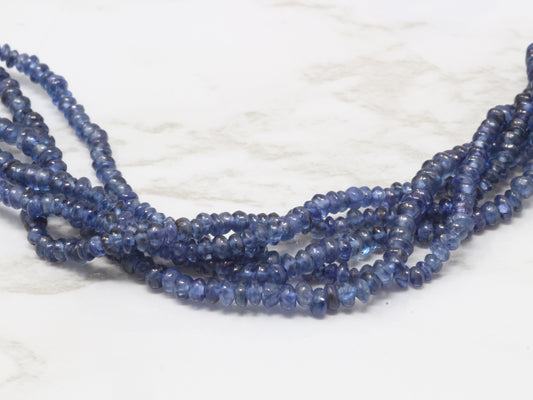 Cornflower Blue Sapphire 1.5mm Smooth Rondelles Bead Strand