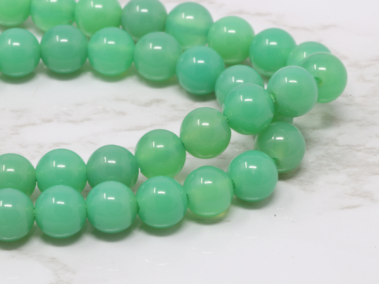Apple Green Chrysoprase 6mm Smooth Rounds Bead Strand