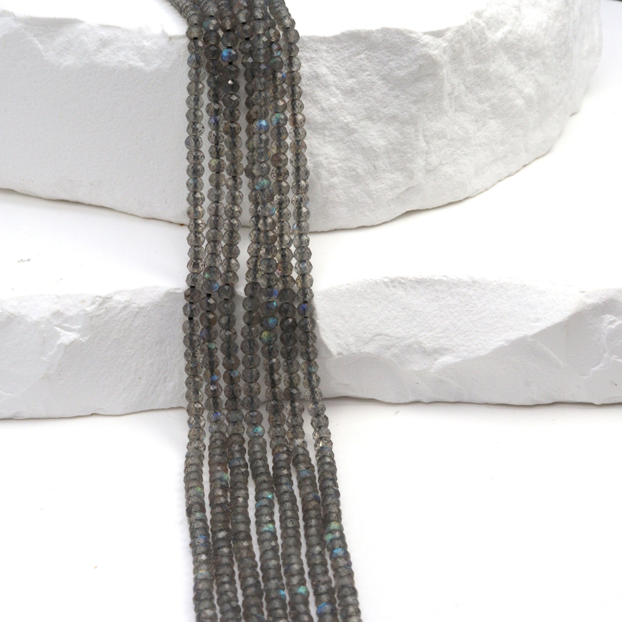 Blue Labradorite 2.5mm Faceted Rondelles Bead Strand