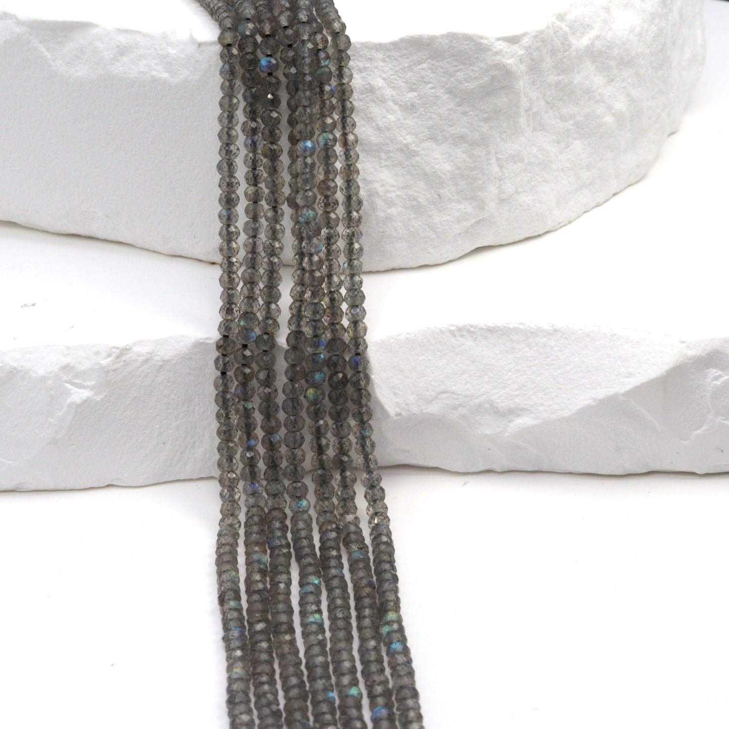 Blue Labradorite 2.5mm Faceted Rondelles Bead Strand