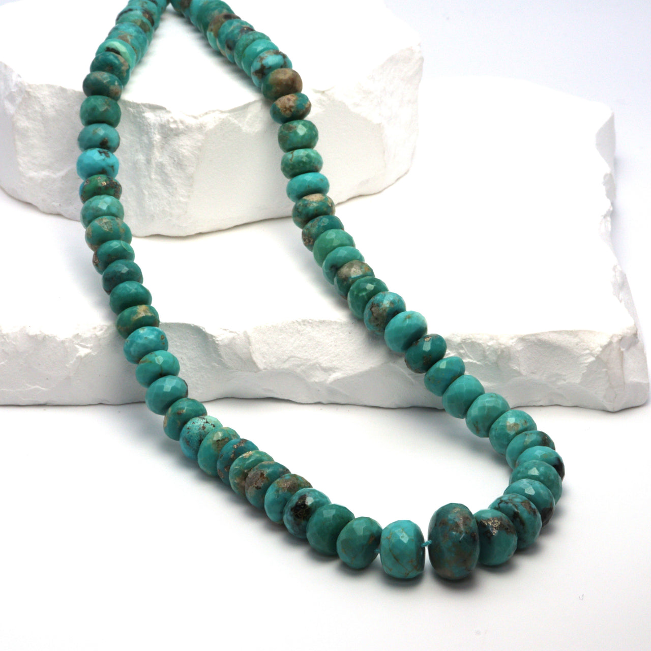 Natural Blue-Green Turquoise 8mm Faceted Rondelles