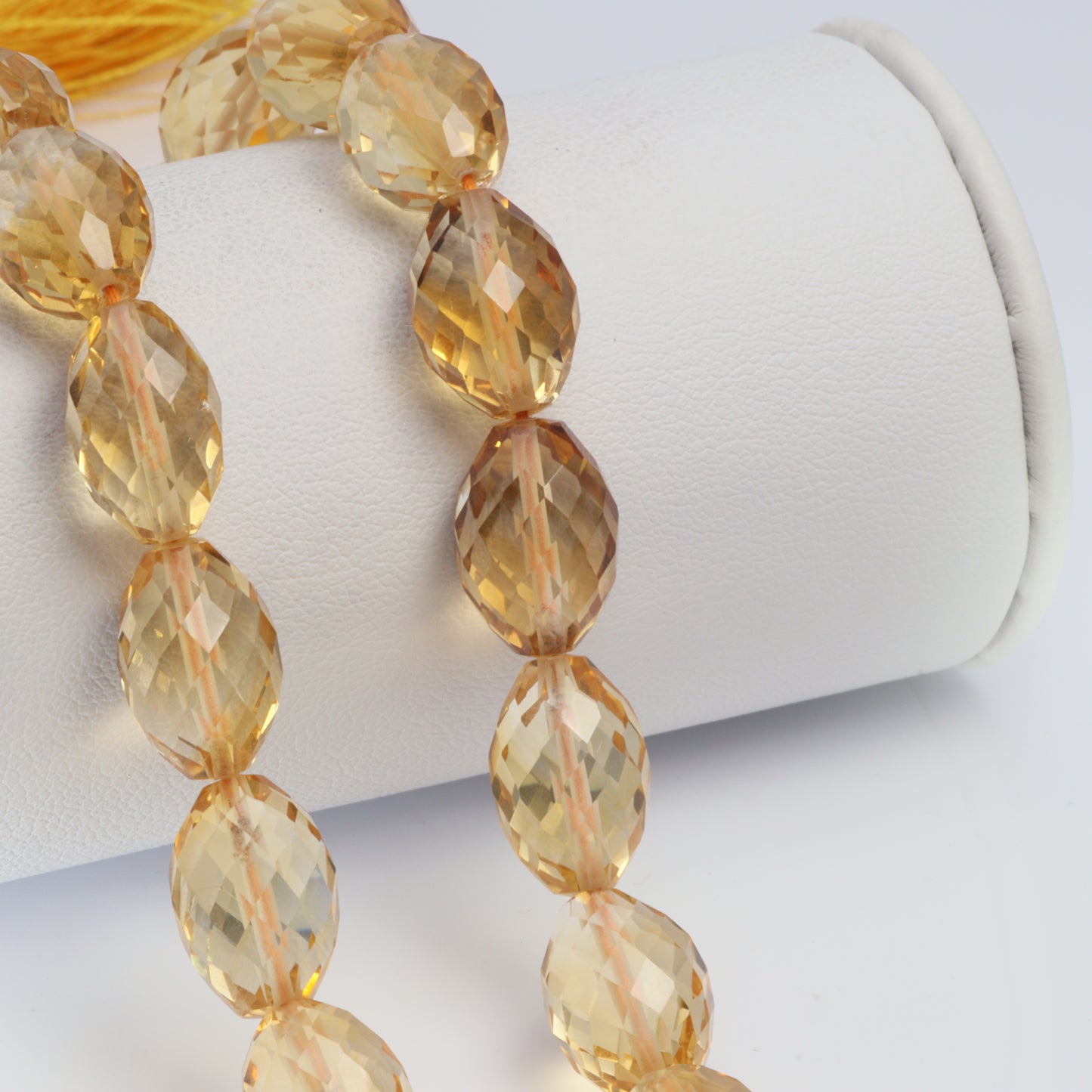 Yellow Citrine 14x10mm Faceted Drums Bead Strand