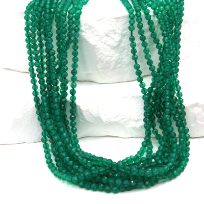 Green Onyx 2.5mm Faceted Rounds Bead Strand