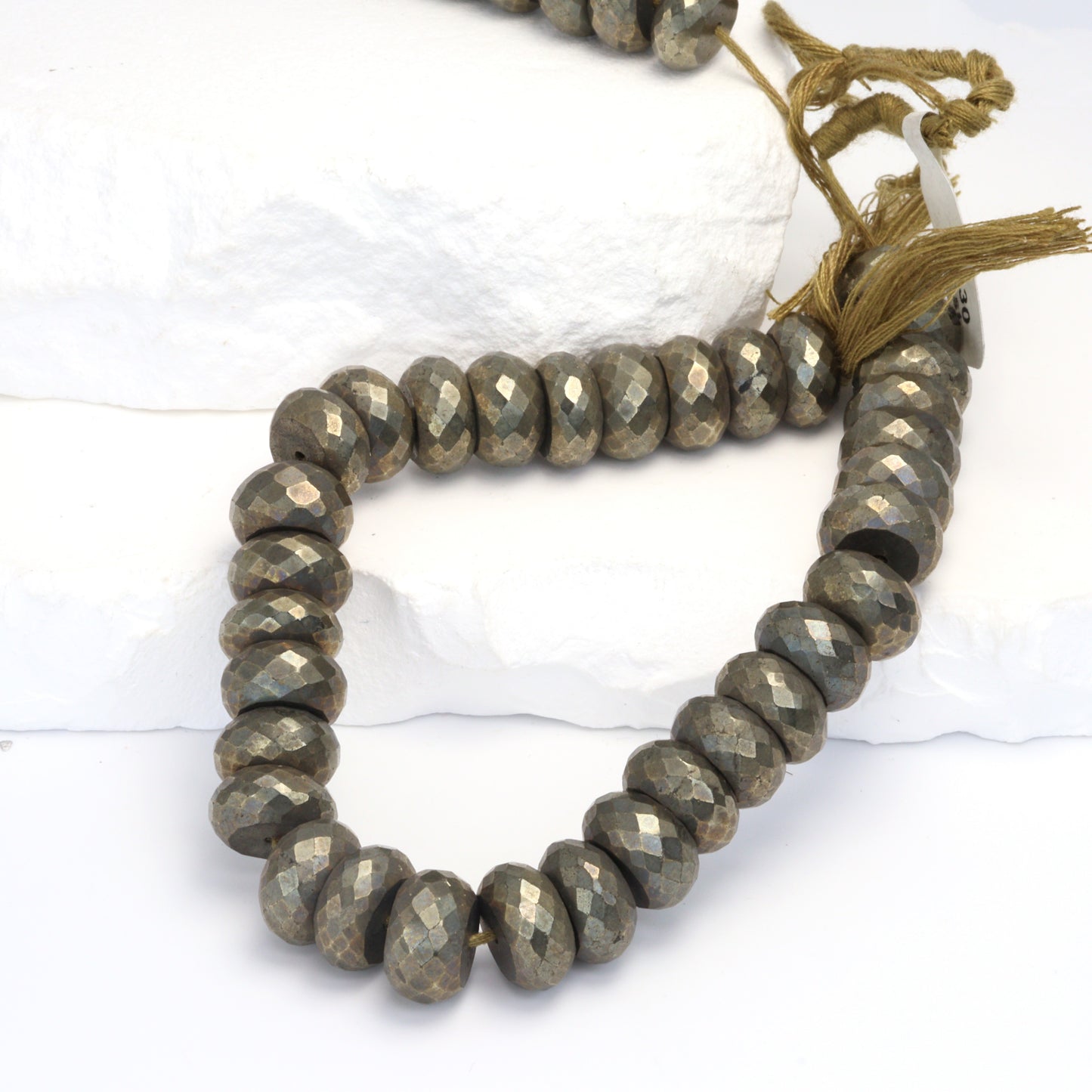 Natural Bronze Pyrite 12mm Faceted Rondelles