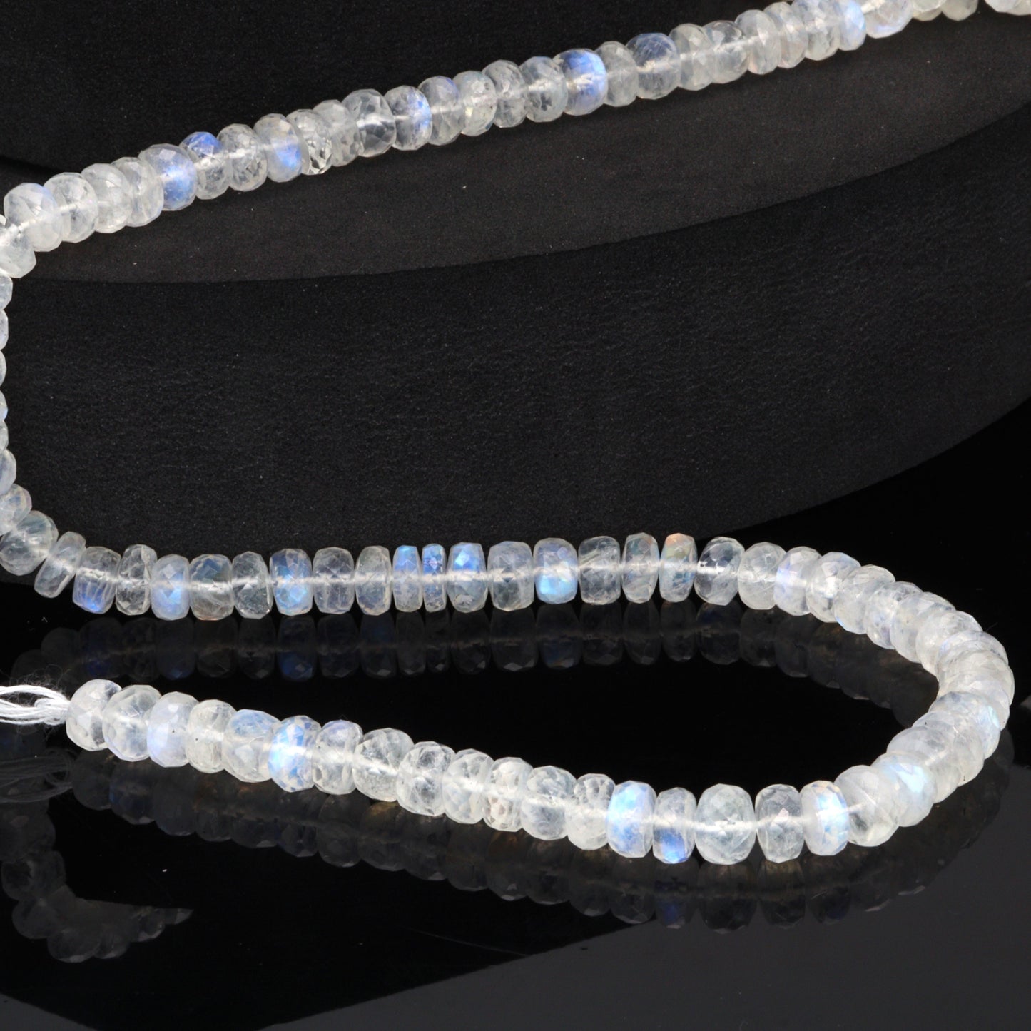 Blue Rainbow Moonstone 6mm Faceted Rondelles Bead Strand