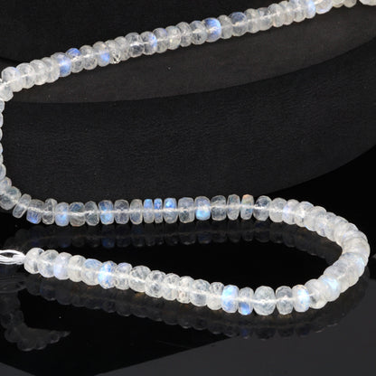 Blue Rainbow Moonstone 6mm Faceted Rondelles Bead Strand