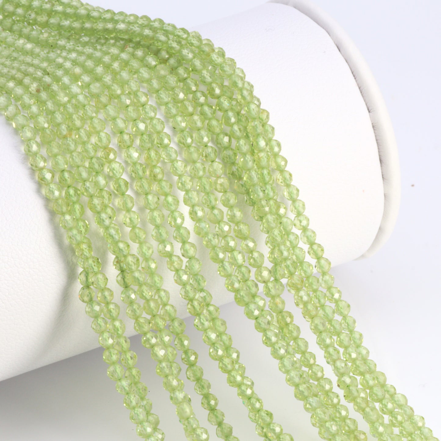 Green Peridot 2.5mm Faceted Rounds Bead Strand
