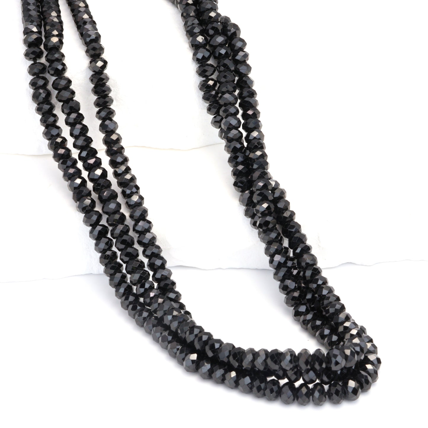 Black Spinel 5mm Faceted Rondelles