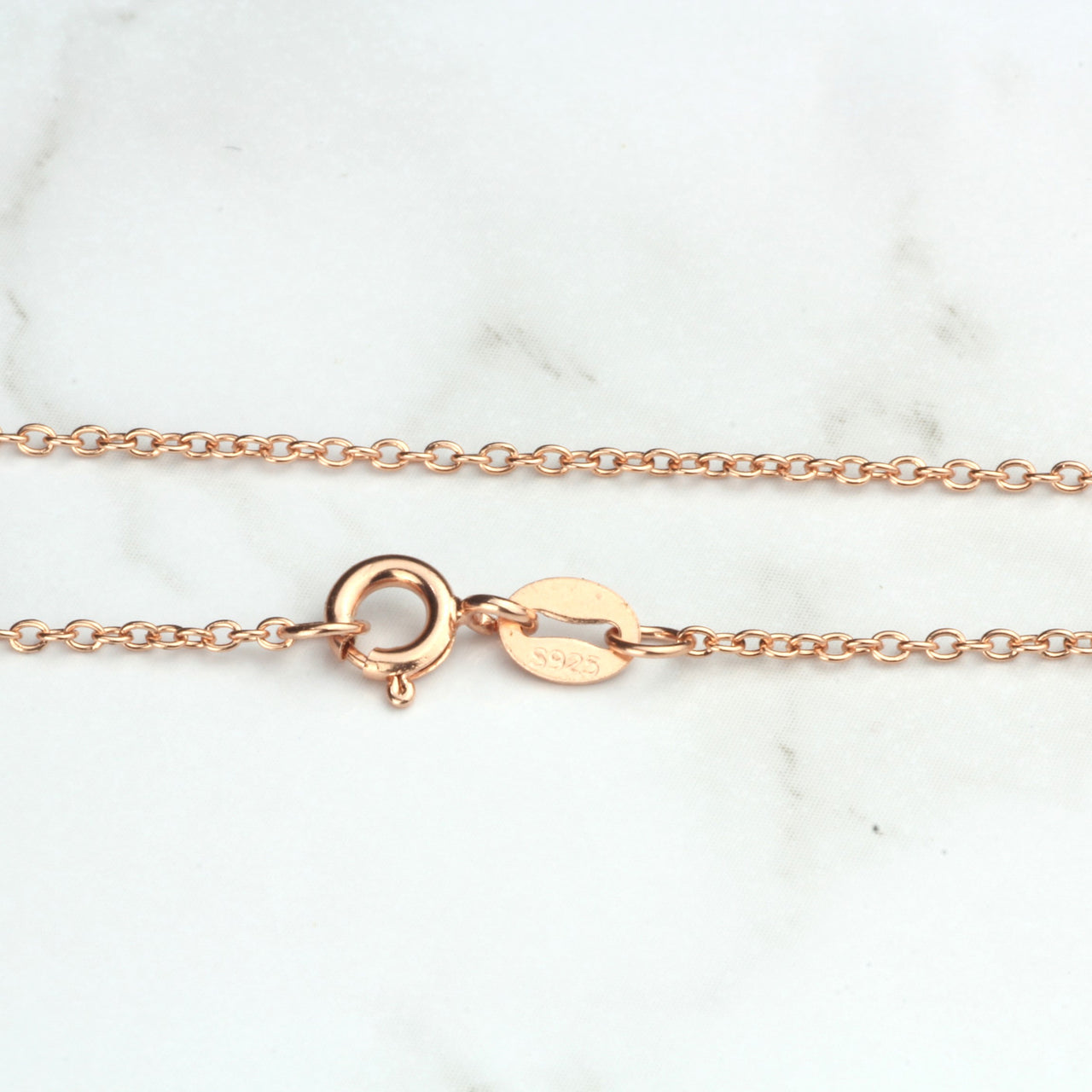 Sterling Silver Rose Gold Vermeil Chain Necklace Cable Chain 925 Silver Necklace with Rose Gold Plating 1.2mm 18"