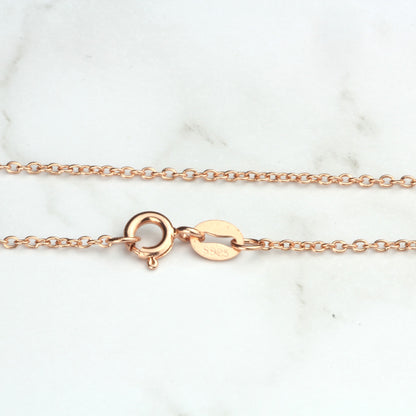 Sterling Silver Rose Gold Vermeil Chain Necklace Cable Chain 925 Silver Necklace with Rose Gold Plating 1.2mm 18"