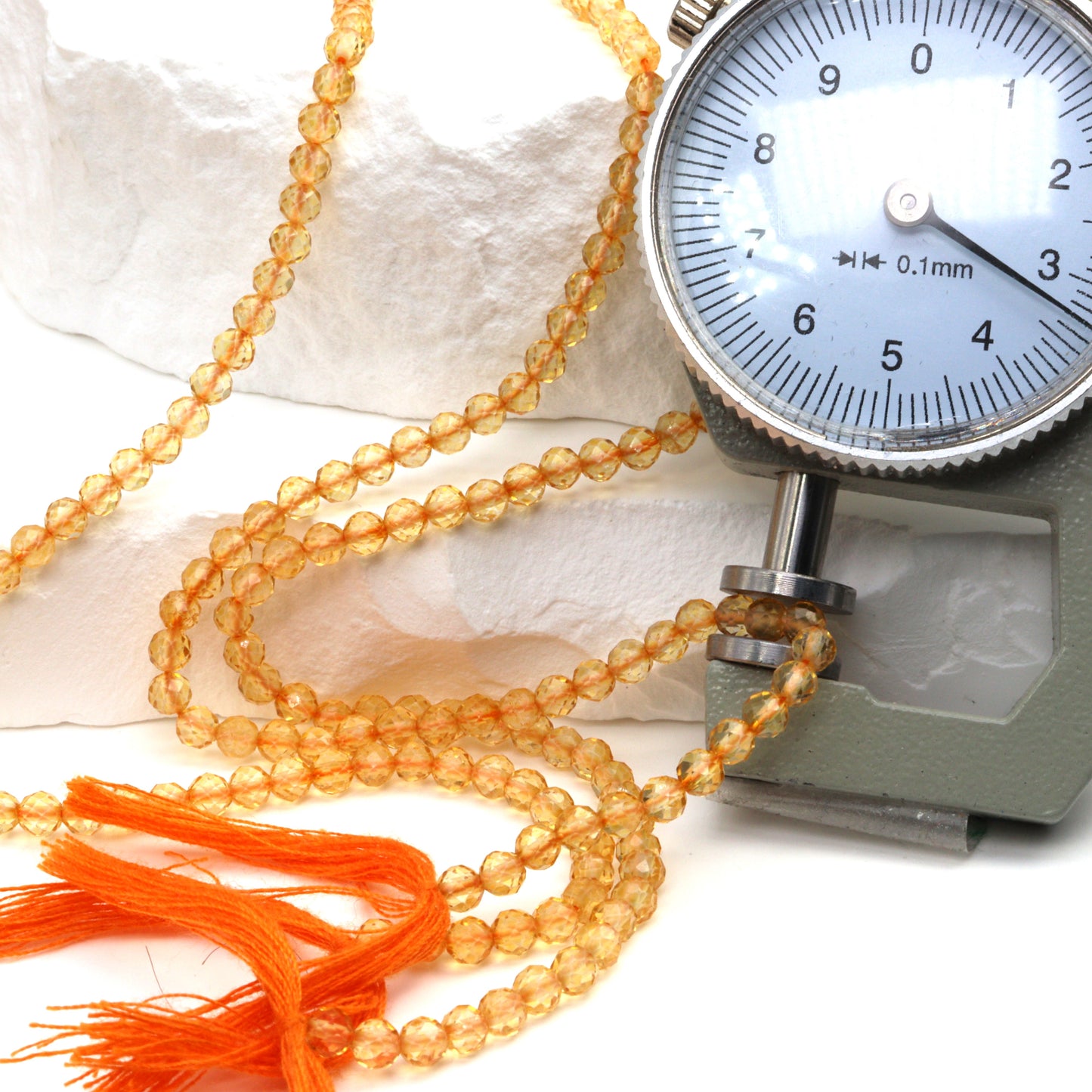Yellow Citrine 3mm Faceted Rounds Bead Strand