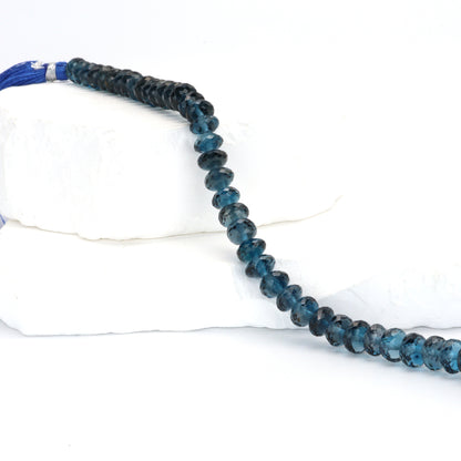 London Blue Topaz 7mm Faceted Rondelles Bead Strand