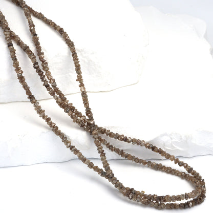 Brown Diamond 3mm Hand Faceted Chips Bead Strand