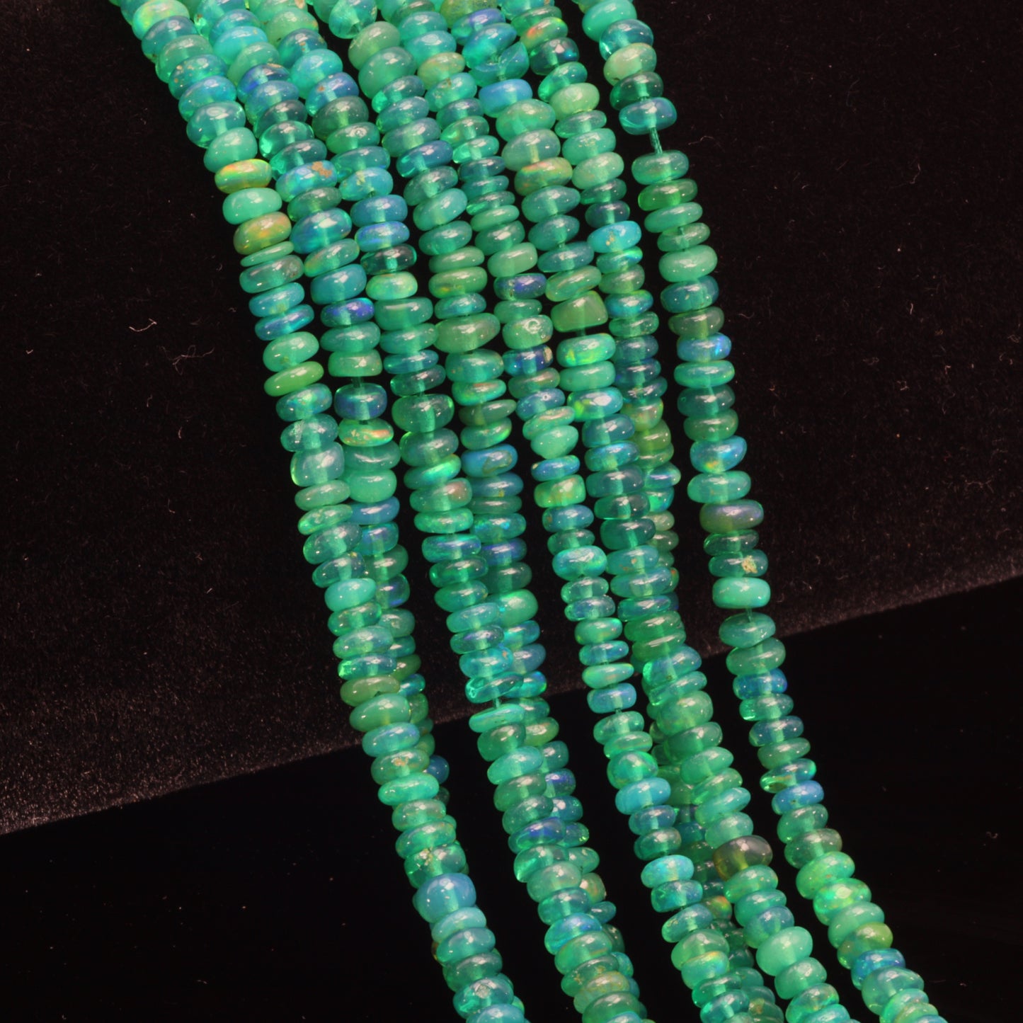 Green Ethiopian Opal 3mm Smooth Rondelles