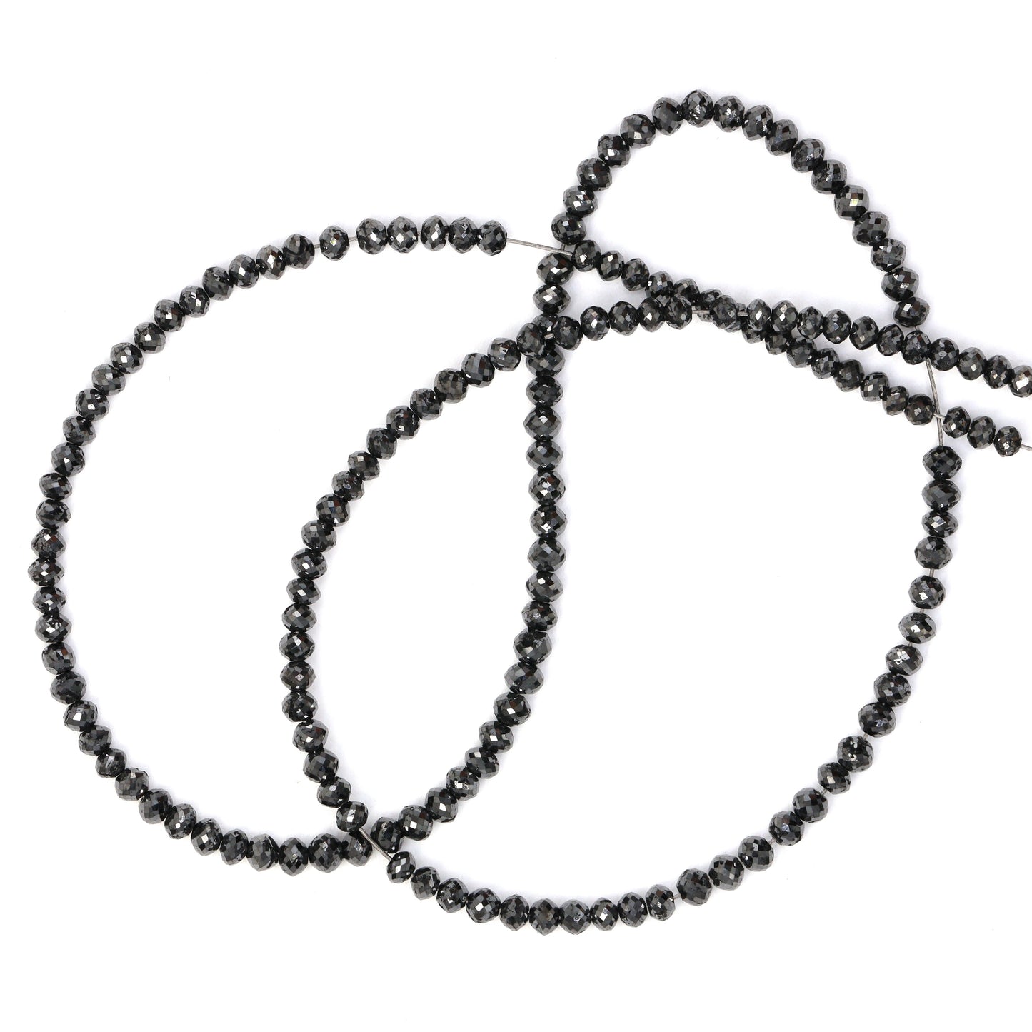 Black Diamond 2.4mm - 2.7mm Hand Faceted Rondelles Bead Strand