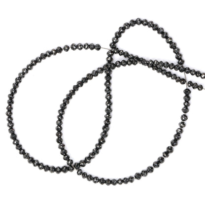 Black Diamond 2.4mm - 2.7mm Hand Faceted Rondelles Bead Strand