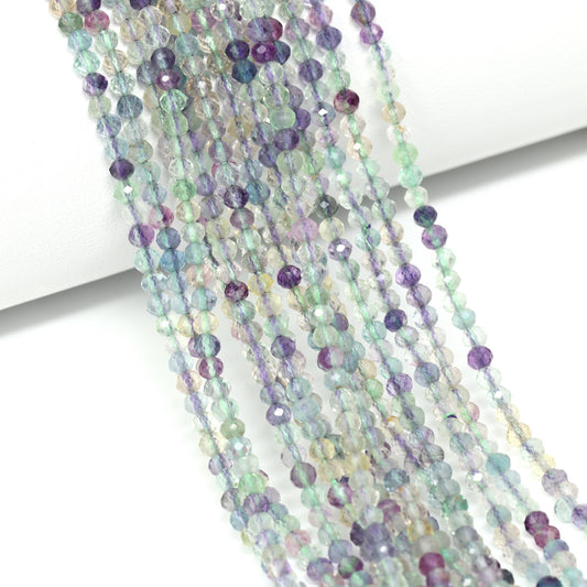 Green Fluorite 3mm Faceted Rounds Bead Strand