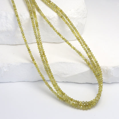 Yellow Diamond 2.4mm - 2.7mm Hand Faceted Rondelles Bead Strand