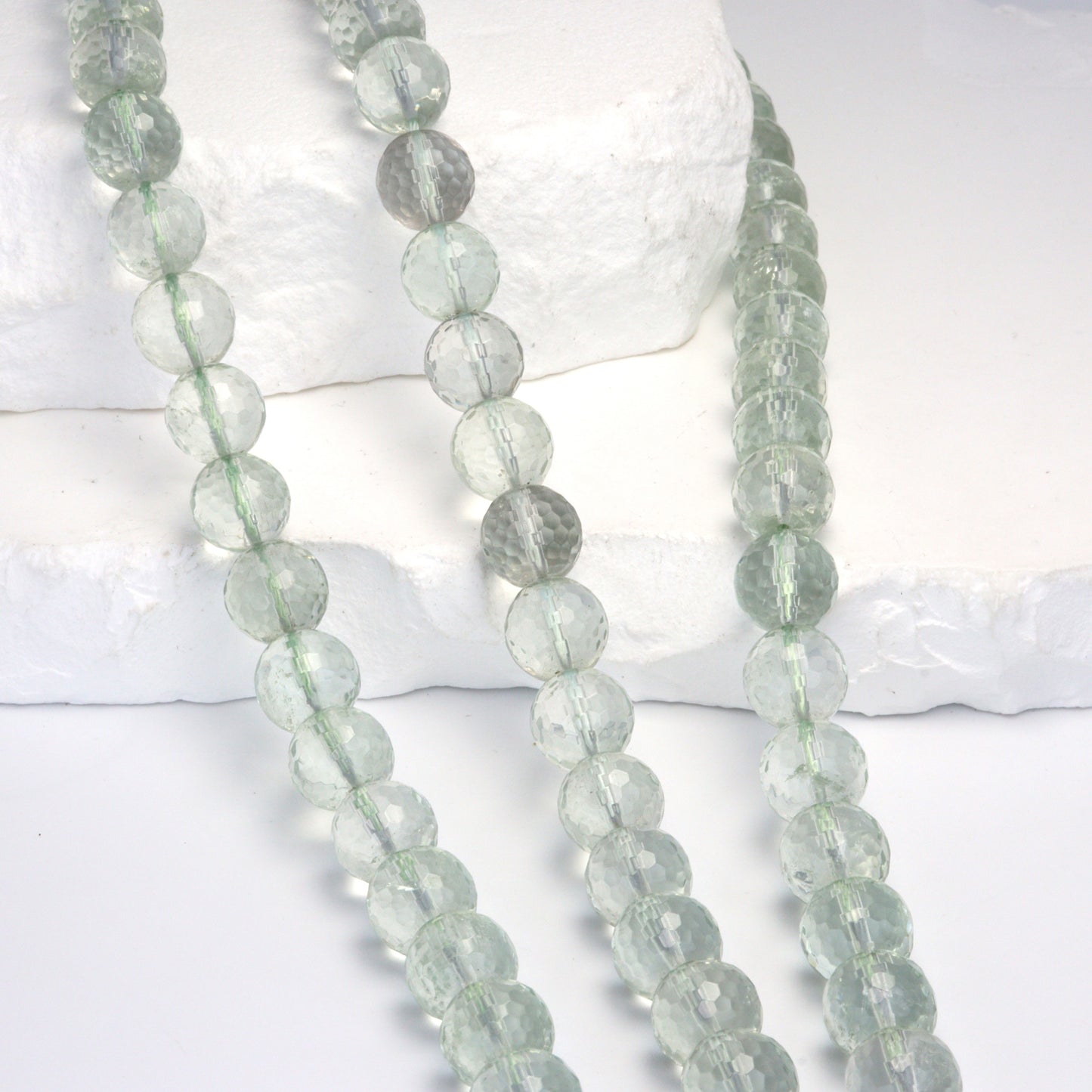 Green Amethyst 10mm Faceted Rounds Bead Strand