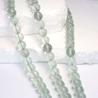 Green Amethyst 10mm Faceted Rounds Bead Strand
