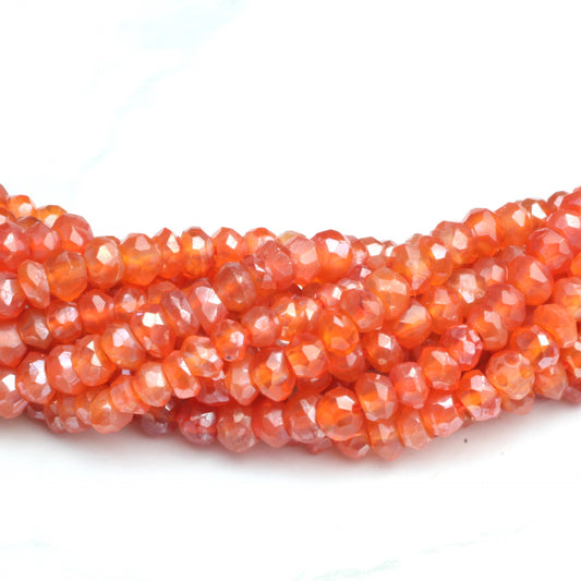 Coated Orange Carnelian 2.5mm Faceted Rondelles