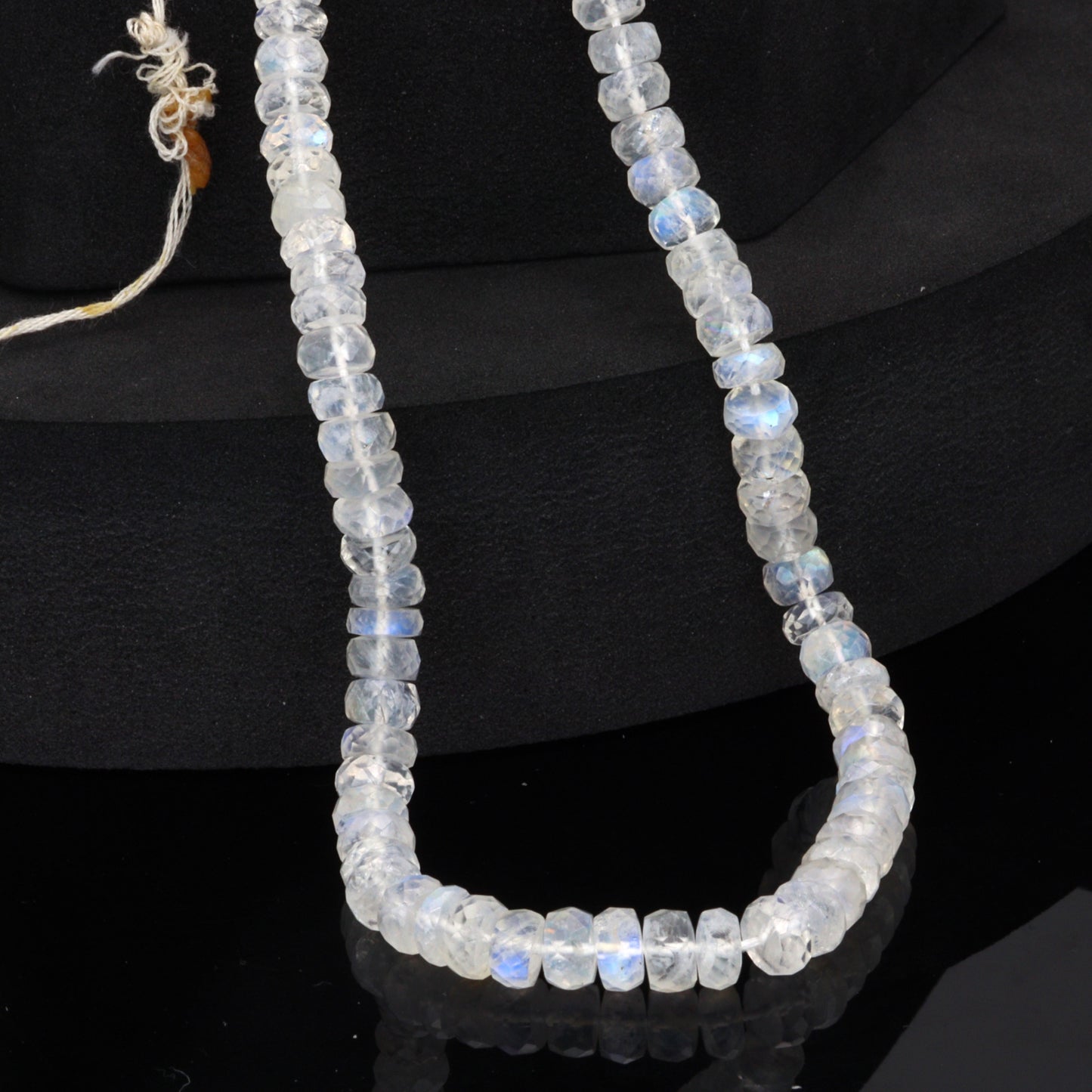 AA Blue Rainbow Moonstone 6mm Faceted Rondelles