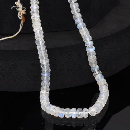 AA Blue Rainbow Moonstone 6mm Faceted Rondelles