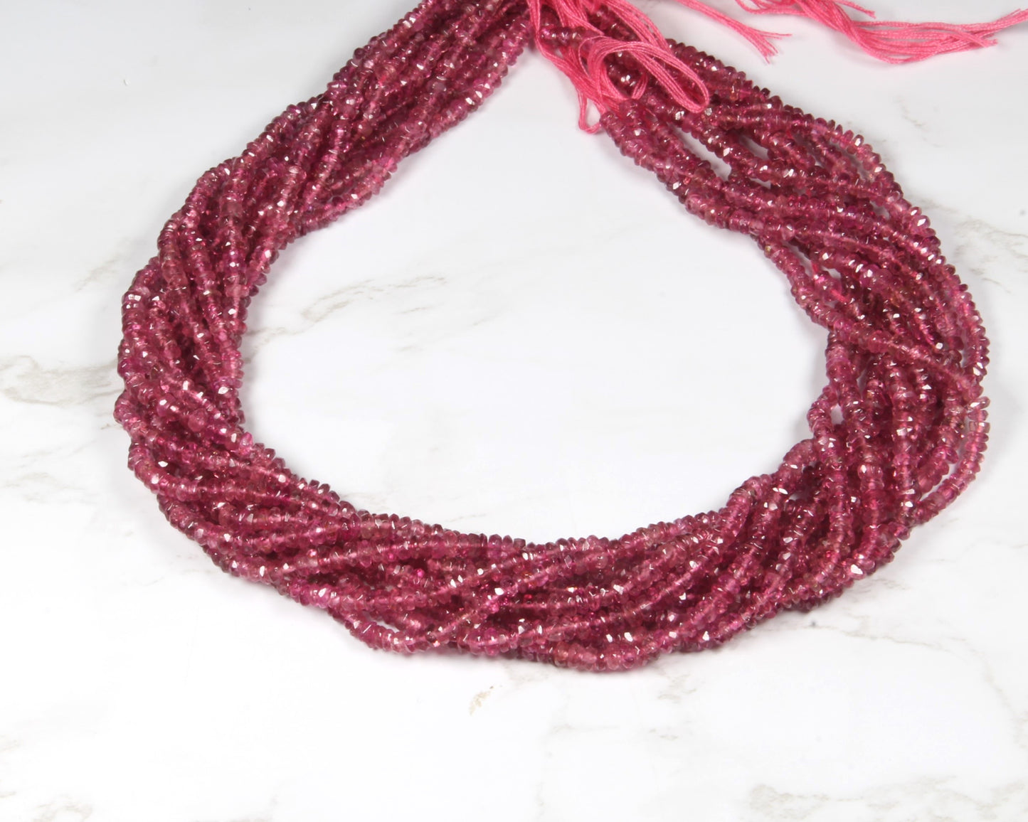 Pink Tourmaline 3mm Faceted Rondelles
