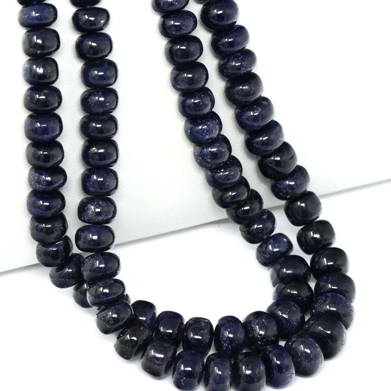Blue Sapphire 7mm – 9mm Smooth Rondelles Bead Strand