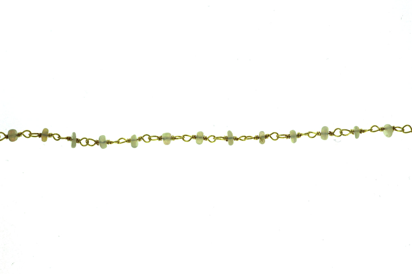 Ethiopian Opal 3mm Smooth Rondelles Rosary Chain Sterling Silver with Gold Plating Wire Wrap Chain by the Foot