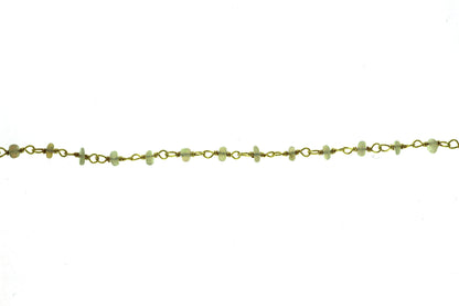 Ethiopian Opal 3mm Smooth Rondelles Rosary Chain Sterling Silver with Gold Plating Wire Wrap Chain by the Foot