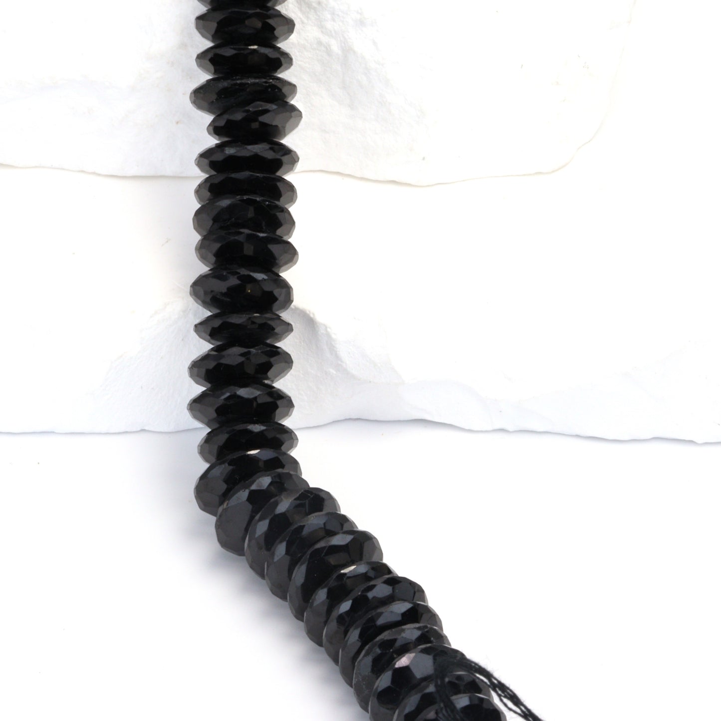 Black Spinel 12mm German Cut Faceted Rondelles