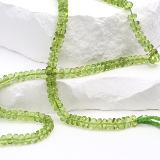 Green Peridot 4.5mm Smooth Rondelles Bead Strand