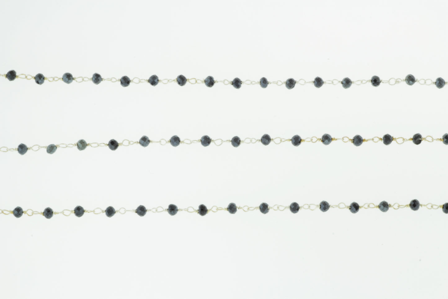 Coated Black Spinel 2mm Faceted Rondelles Rosary Chain Sterling Silver Wire Wrap Chain by the Foot