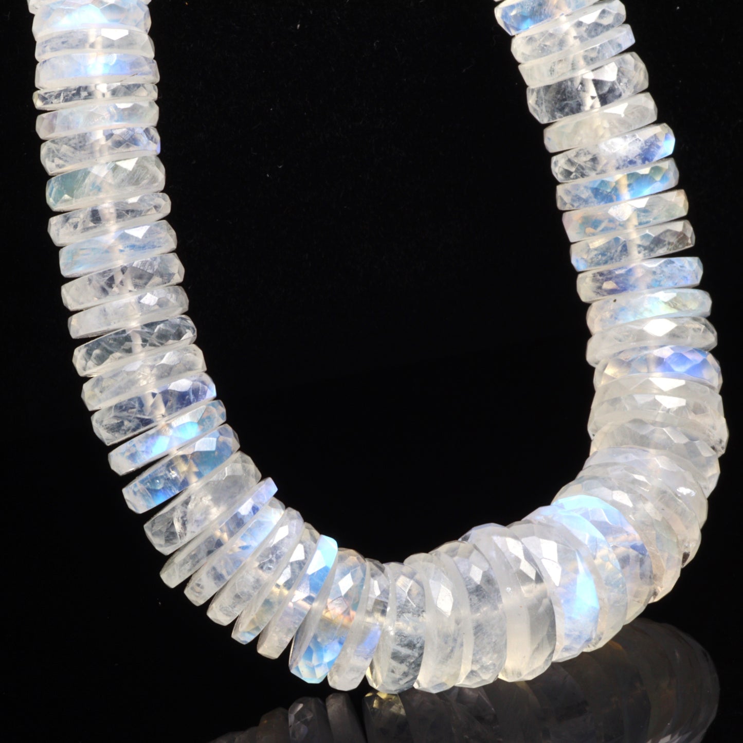 AA Blue Rainbow Moonstone 7.5mm Faceted Tires