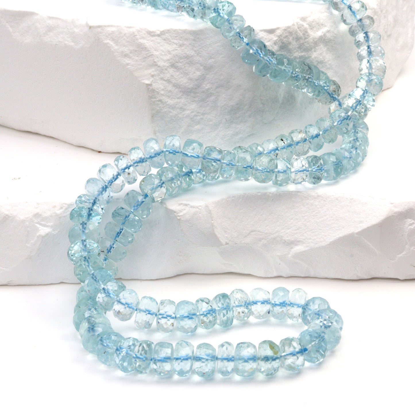 Blue Aquamarine 5.5mm Faceted Rondelles