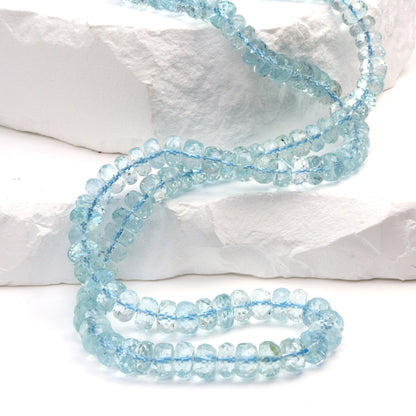 Blue Aquamarine 5.5mm Faceted Rondelles