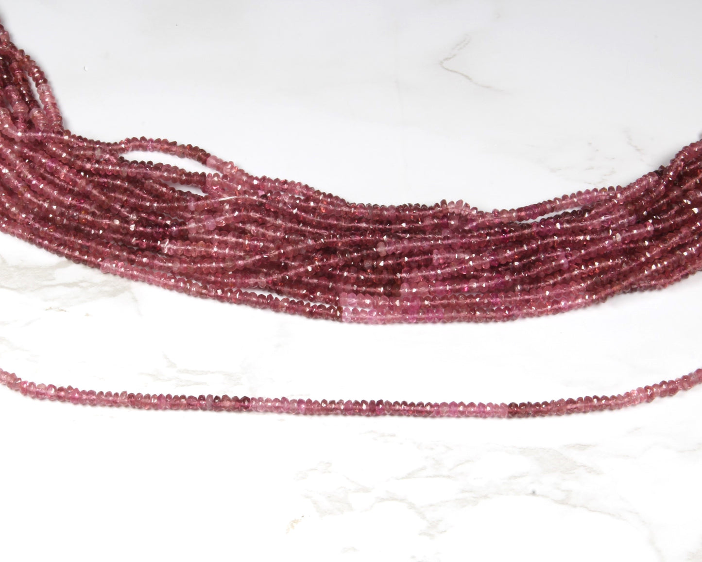 Ombre Pink Tourmaline 3mm Faceted Rondelles