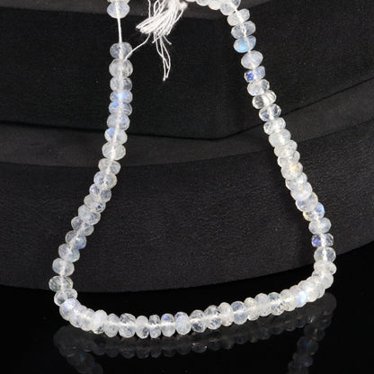 Blue Rainbow Moonstone 5mm Faceted Rondelles Bead Strand